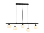 Oaks Lighting - Hadden Hadden 5 Light Bar With Black Framework and Opal Ribbed Glass, 5x G9 Bulbs - Luminosity Designs Ltd