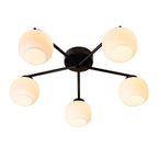 Oaks Lighting - Hadden Hadden 5 Light Semi Flush Black Framework and Opal Ribbed Glass, 5x G9 Bulbs - Luminosity Designs Ltd