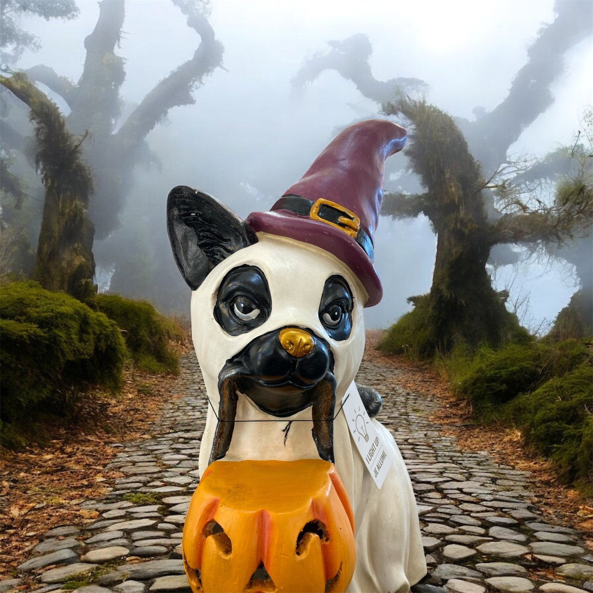 Luminosity Designs - Halloween Cat Ghost Light Up Ceramic Figure - Luminosity Designs Ltd