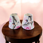 Luminosity Designs - Hand Crafted Candle Clip 6” Lampshade - Pink Vintage Birds - Luminosity Designs Ltd