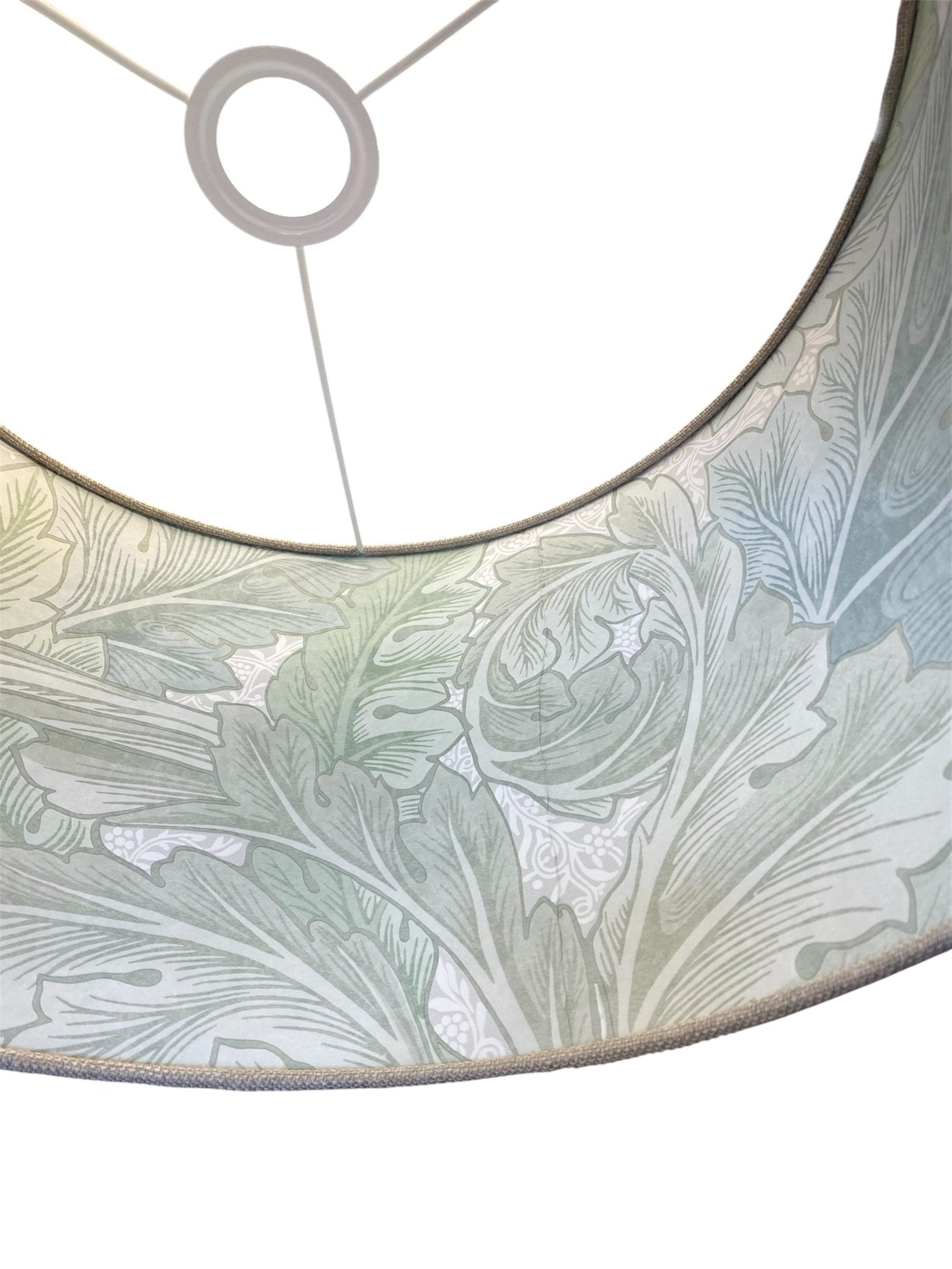 Luminosity Designs - Hand Crafted Double Sided 40cm Drum Lampshade - Vintage Morris Sage - Luminosity Designs Ltd