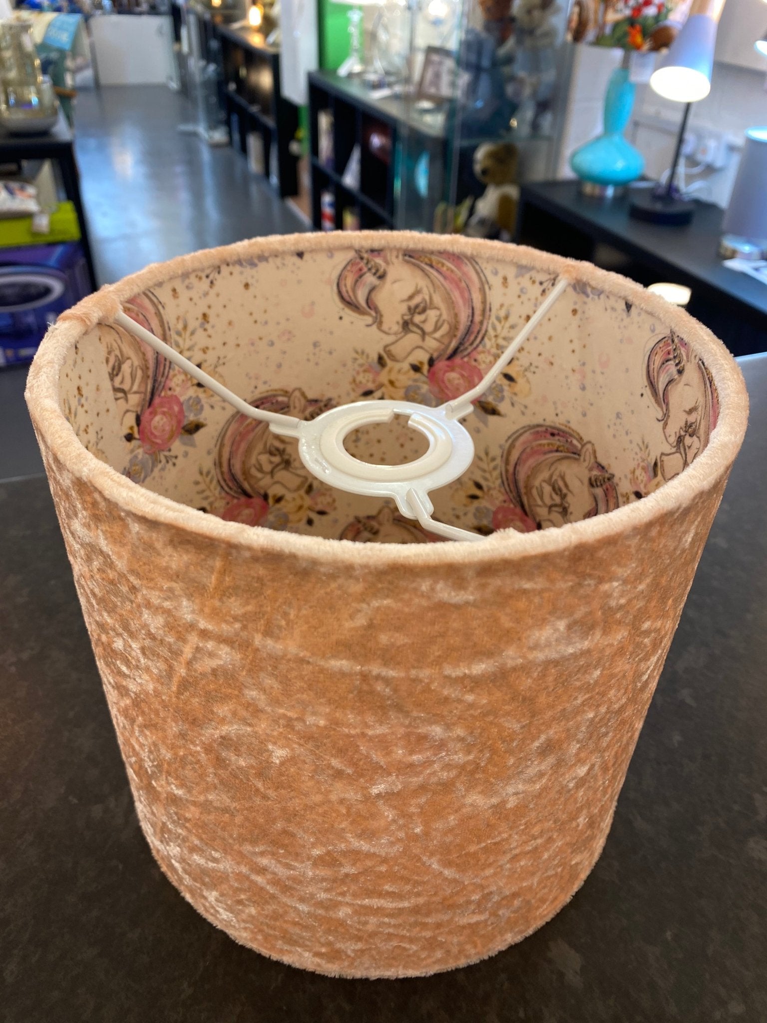 Luminosity Designs - Hand Crafted Drum Ceiling Lampshade - Pink Unicorns - Luminosity Designs Ltd