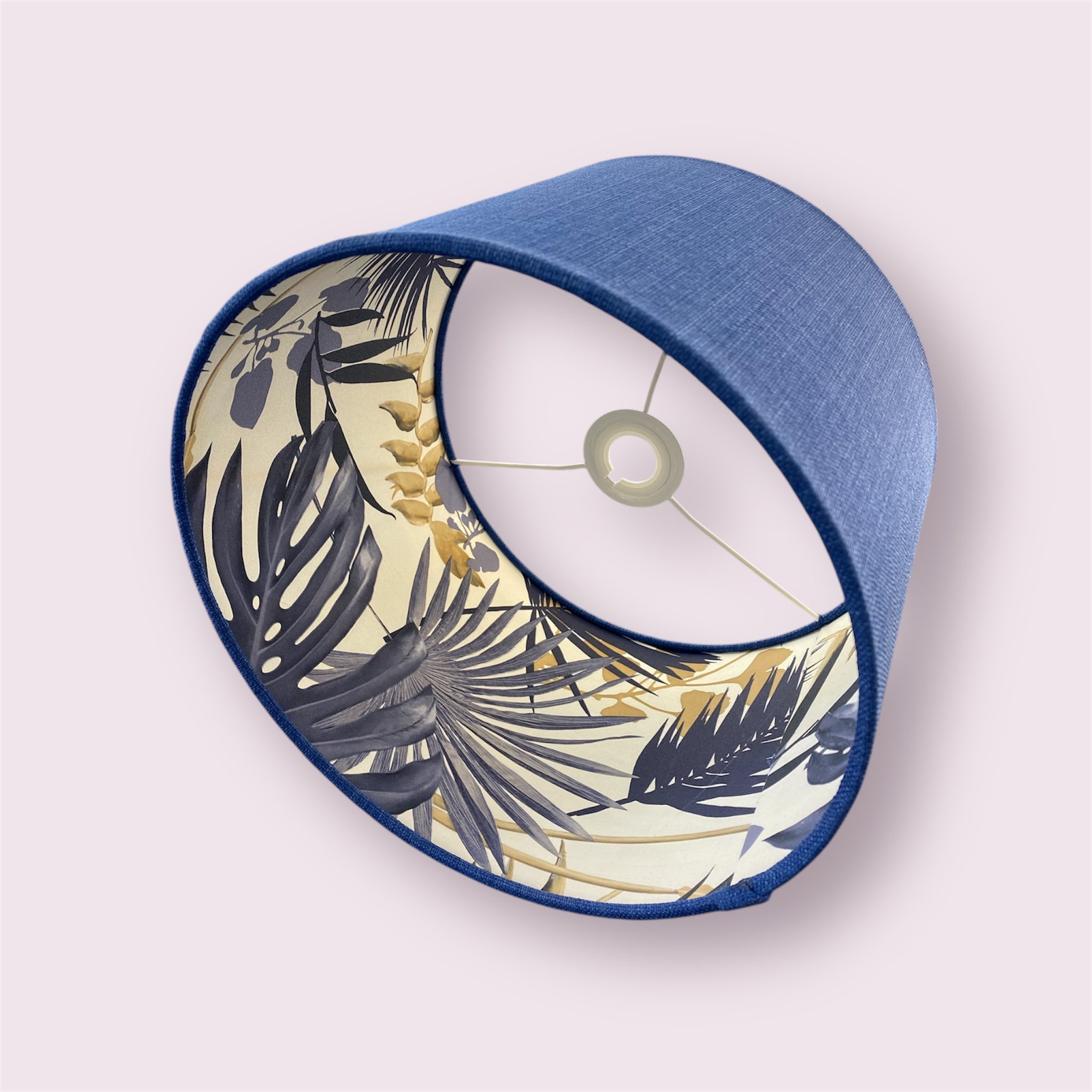 Luminosity Designs - Hand Crafted Drum Lampshade - Blue Palms - Luminosity Designs Ltd