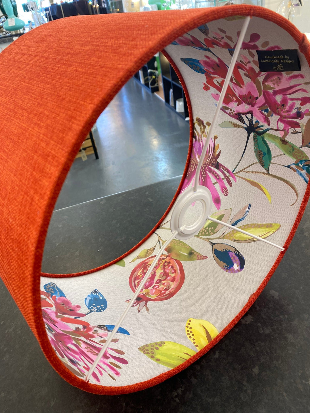 Luminosity Designs - Hand Crafted Drum Lampshade - Pomegranate - Luminosity Designs Ltd