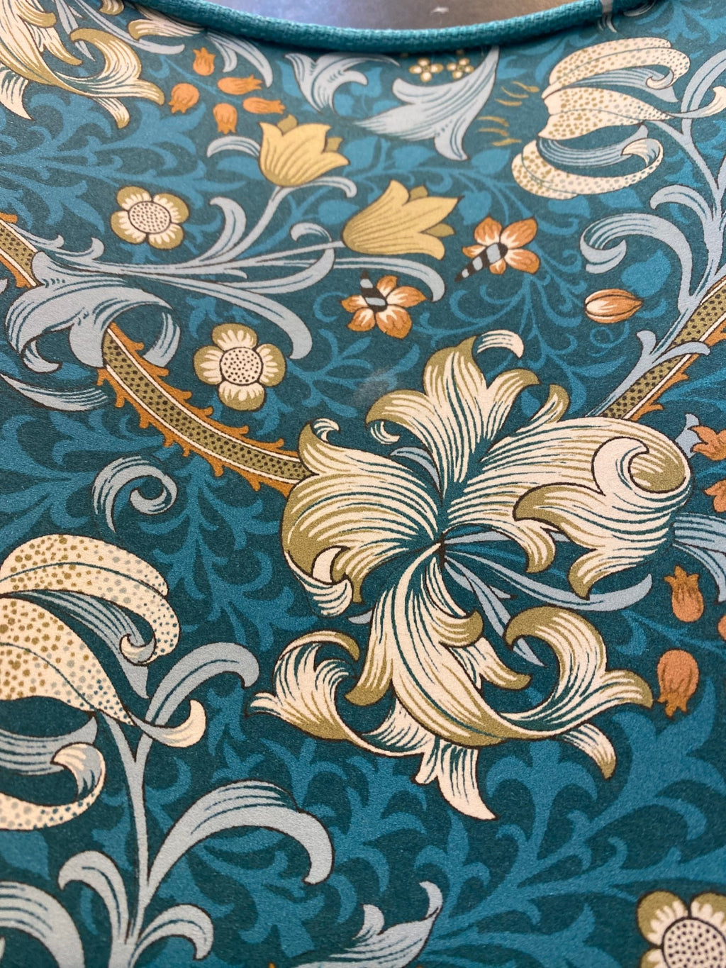 Luminosity Designs - Hand Crafted Drum Lampshade - Teal William Morris - Luminosity Designs Ltd