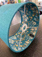 Luminosity Designs - Hand Crafted Drum Lampshade - Teal William Morris - Luminosity Designs Ltd