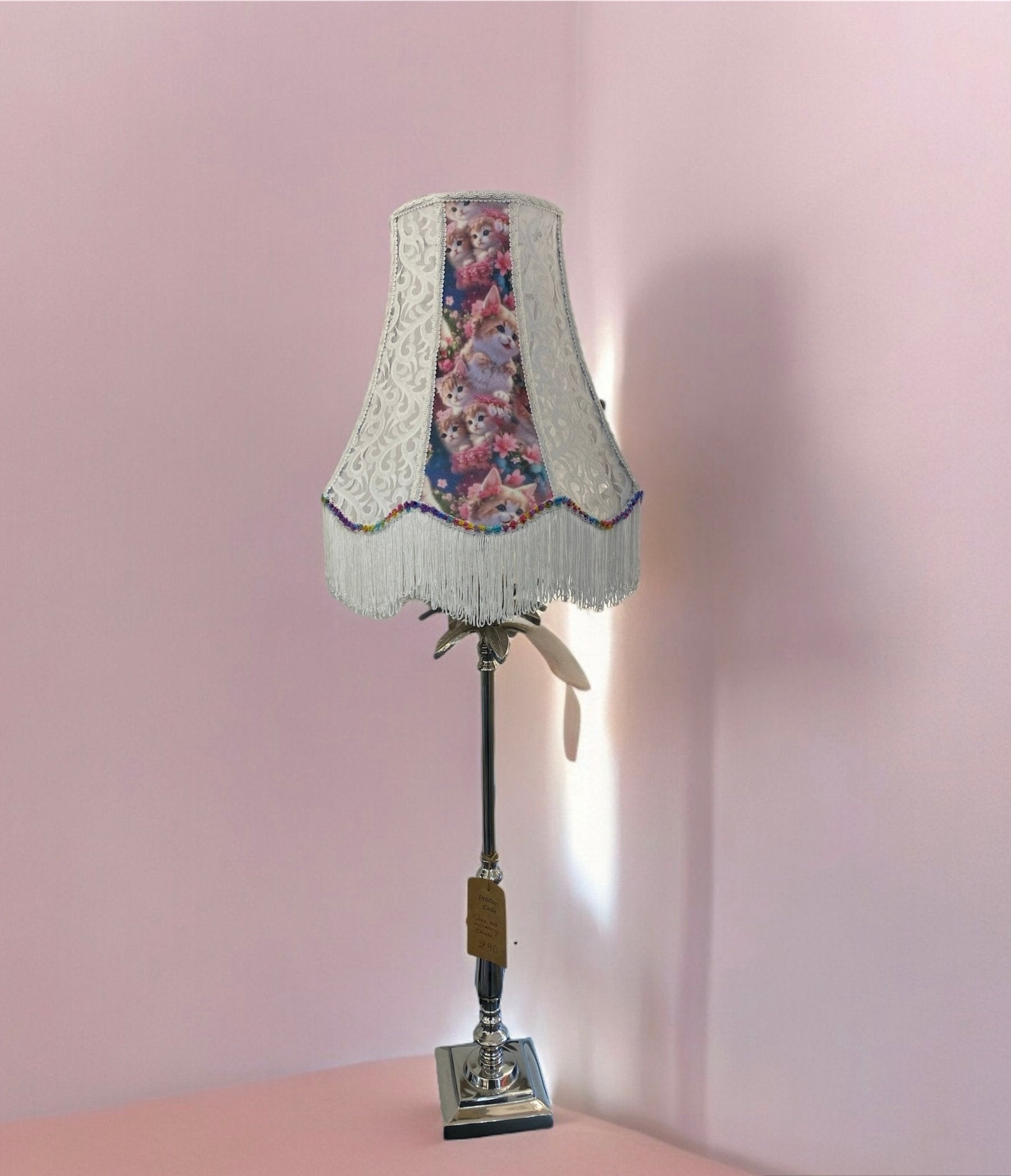 Luminosity Designs - Hand Crafted Vintage Style Lampshade - Kitties and Lace - Luminosity Designs Ltd