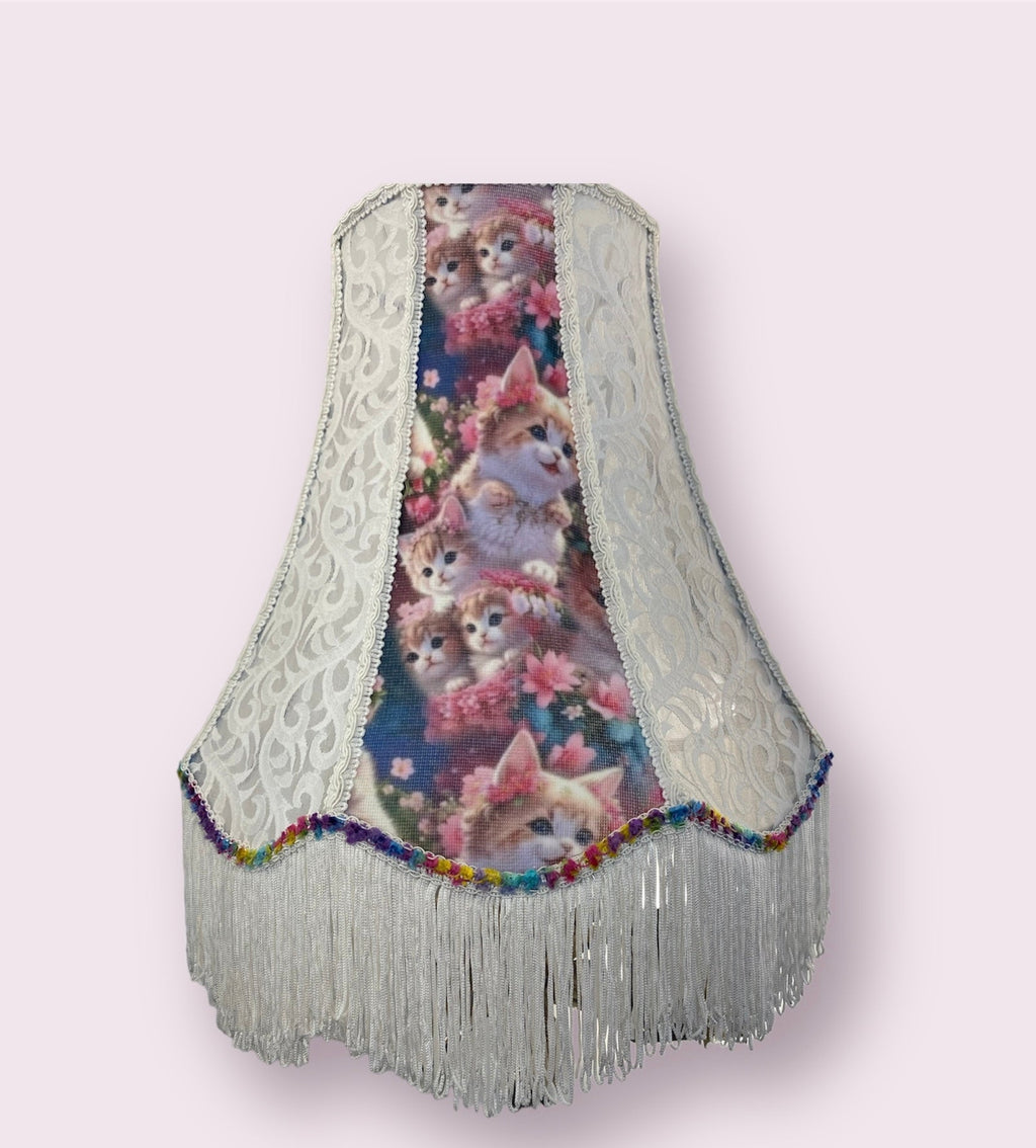 Luminosity Designs - Hand Crafted Vintage Style Lampshade - Kitties and Lace - Luminosity Designs Ltd