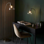 Endon - Hansen Vintage Style Metal Floor Lamp with Glass Shade, 4 Colours, 1x E27 (Endon 97591) - Luminosity Designs Ltd