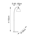 Endon - Hansen Vintage Style Metal Floor Lamp with Glass Shade, 4 Colours, 1x E27 (Endon 97591) - Luminosity Designs Ltd