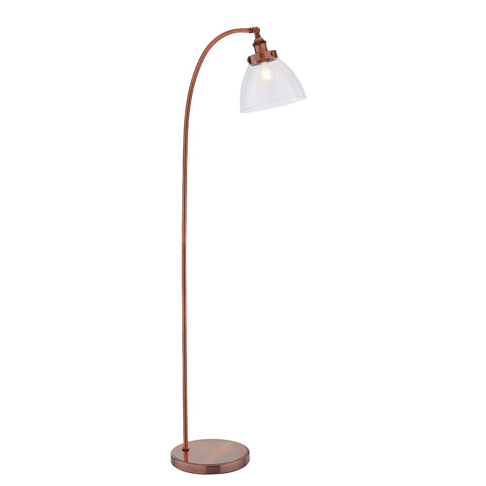 Endon - Hansen Vintage Style Metal Floor Lamp with Glass Shade, 4 Colours, 1x E27 (Endon 97591) - Luminosity Designs Ltd