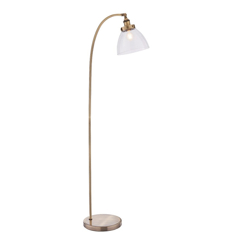 Endon - Hansen Vintage Style Metal Floor Lamp with Glass Shade, 4 Colours, 1x E27 (Endon 97591) - Luminosity Designs Ltd