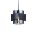 Oaks Lighting - Hasden Medium Chrome Glass Drum Pendant With Black Mesh Detailing, 1x E27 - Luminosity Designs Ltd