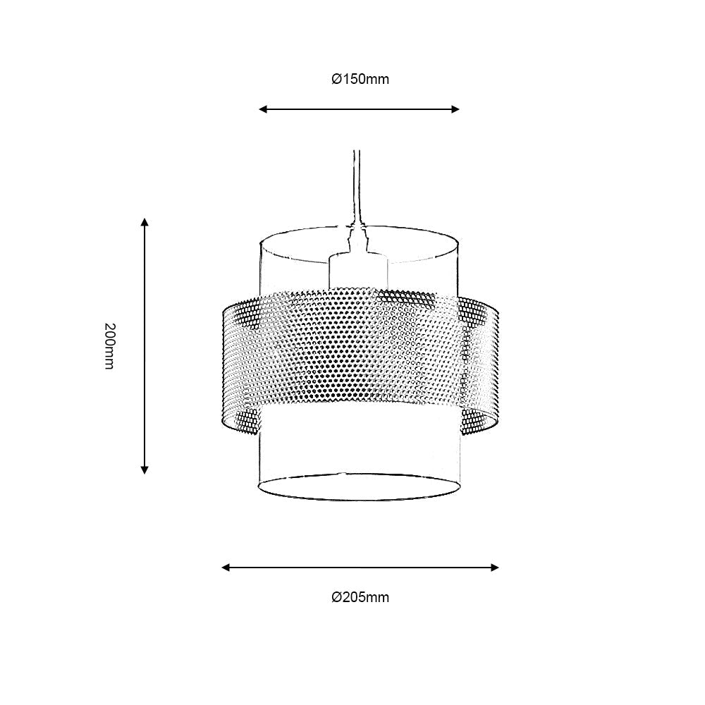 Oaks Lighting - Hasden Medium Chrome Glass Drum Pendant With Black Mesh Detailing, 1x E27 - Luminosity Designs Ltd