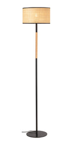 Oaks Lighting - Havelock Rustic Style Straw Weave Floor Lamp with Matt Black Detail - Luminosity Designs Ltd
