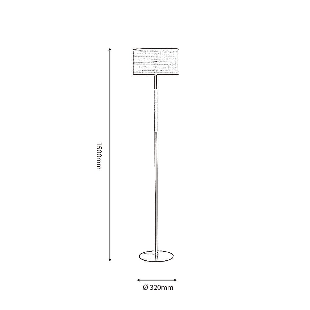 Oaks Lighting - Havelock Rustic Style Straw Weave Floor Lamp with Matt Black Detail - Luminosity Designs Ltd