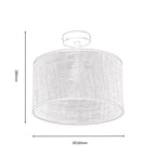 Oaks Lighting - Havelock Rustic Style Straw Weave Semi Flush Ceiling Light with Matt Black Detail - Luminosity Designs Ltd