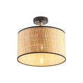 Oaks Lighting - Havelock Rustic Style Straw Weave Semi Flush Ceiling Light with Matt Black Detail - Luminosity Designs Ltd