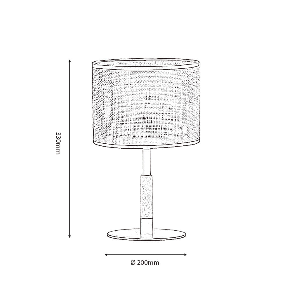 Oaks Lighting - Havelock Rustic Style Straw Weave Table Lamp with Matt Black Detail - Luminosity Designs Ltd