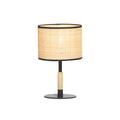 Oaks Lighting - Havelock Rustic Style Straw Weave Table Lamp with Matt Black Detail - Luminosity Designs Ltd