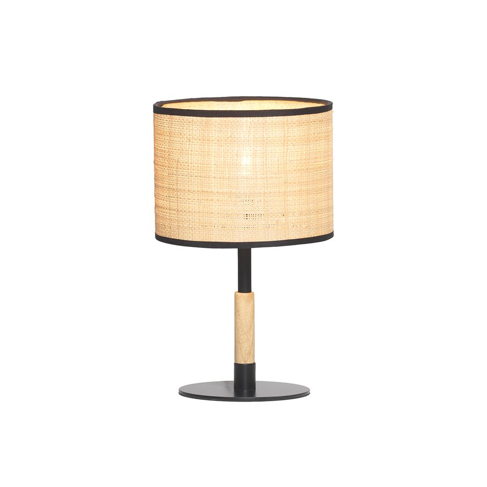 Oaks Lighting - Havelock Rustic Style Straw Weave Table Lamp with Matt Black Detail - Luminosity Designs Ltd