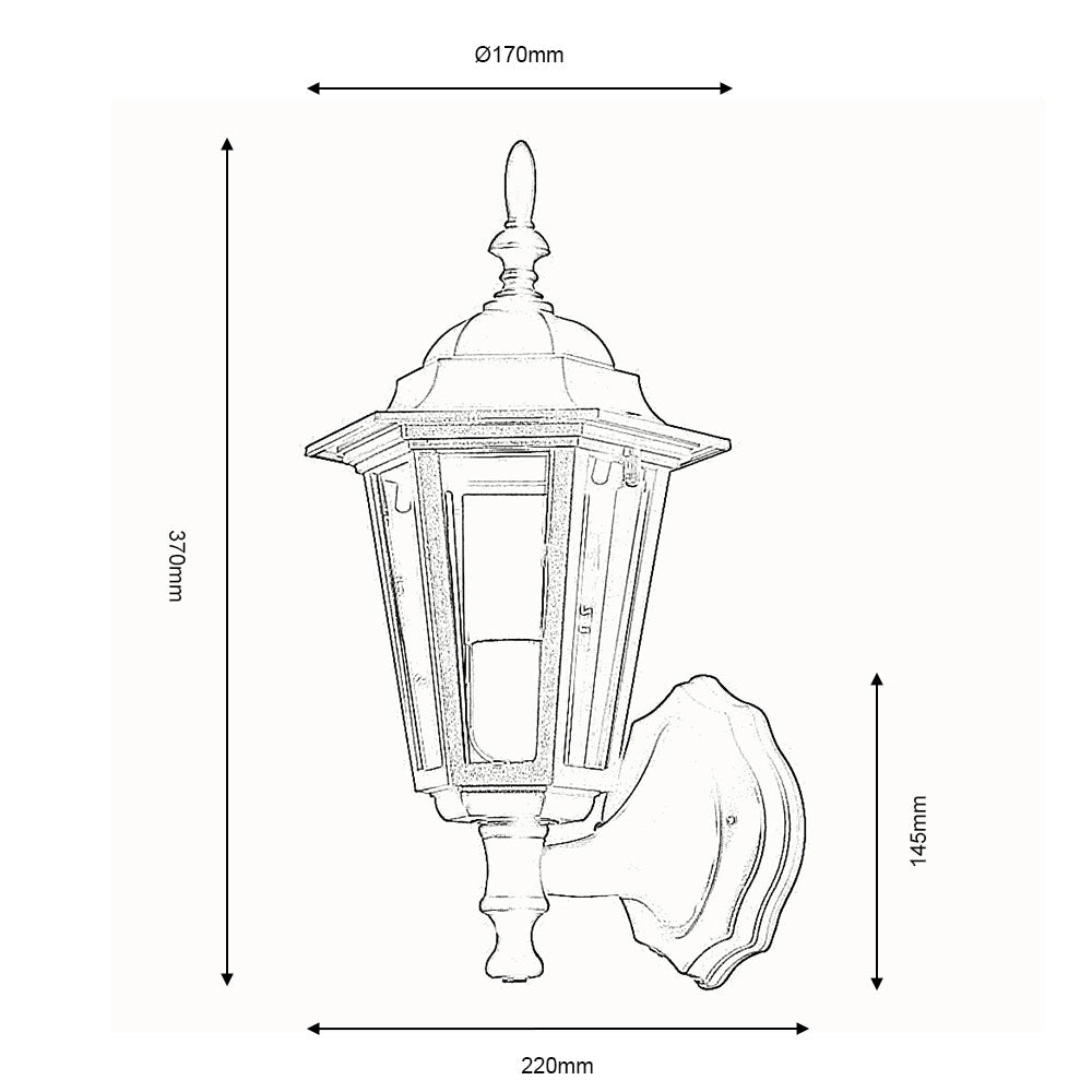 Oaks Lighting - Haxby Upwards Traditional Outdoor Wall Lantern - Luminosity Designs Ltd
