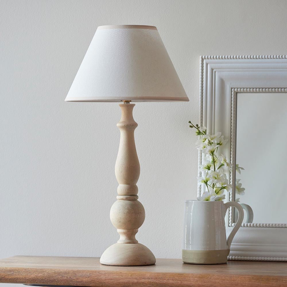 Endon - Hidcote Traditional Turned Wood Table Lamp With Ivy 30cm Vintage Shade, 1x B22 - Luminosity Designs Ltd
