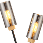 Luminosity Designs Ltd - Holly 2 Light Table Lamp With Smoked Tubular Glass Shades - Luminosity Designs Ltd