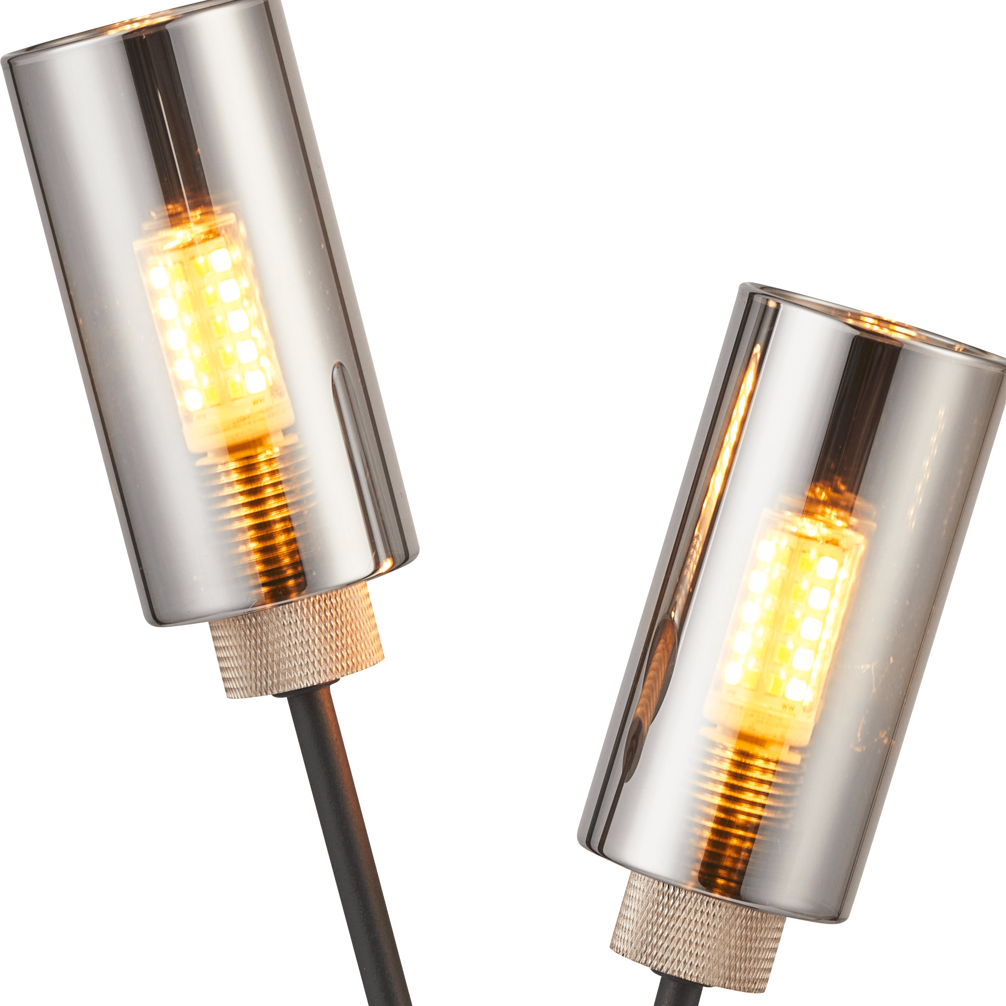 Luminosity Designs Ltd - Holly 2 Light Table Lamp With Smoked Tubular Glass Shades - Luminosity Designs Ltd