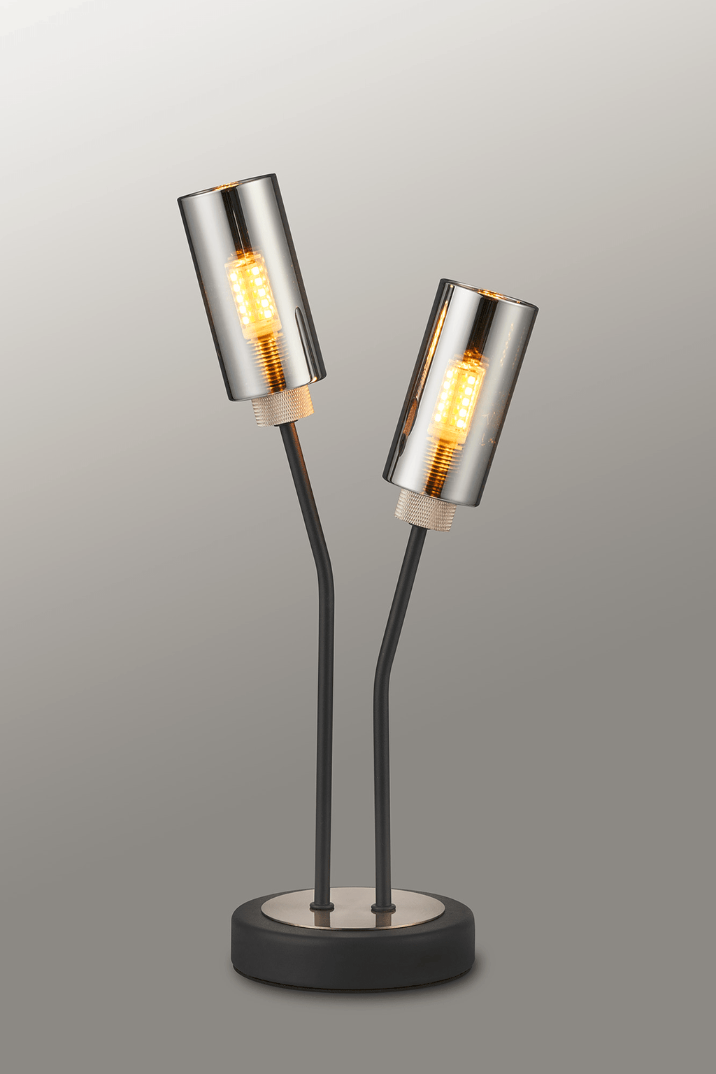 Luminosity Designs Ltd - Holly 2 Light Table Lamp With Smoked Tubular Glass Shades - Luminosity Designs Ltd