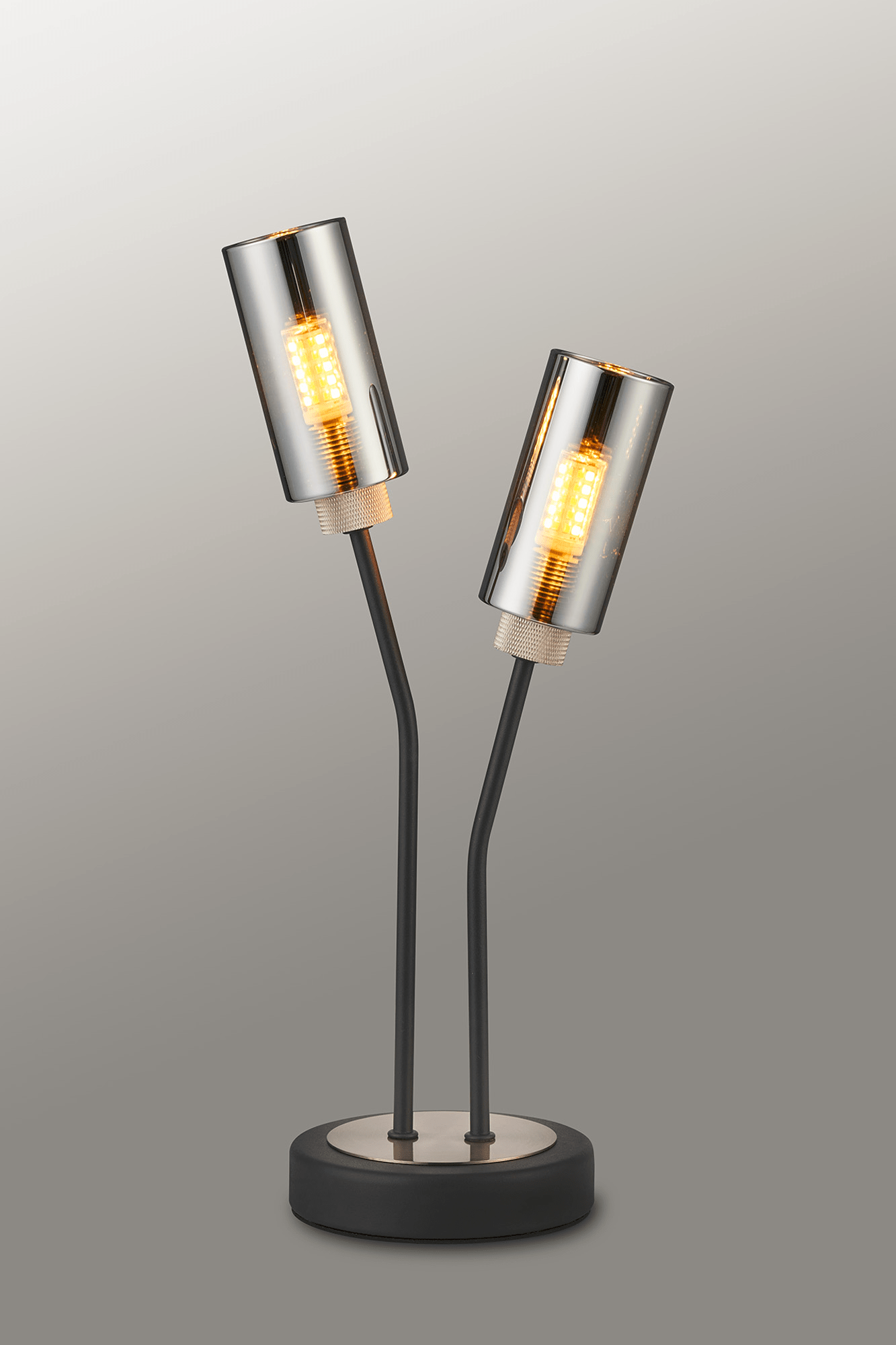 Luminosity Designs Ltd - Holly 2 Light Table Lamp With Smoked Tubular Glass Shades - Luminosity Designs Ltd