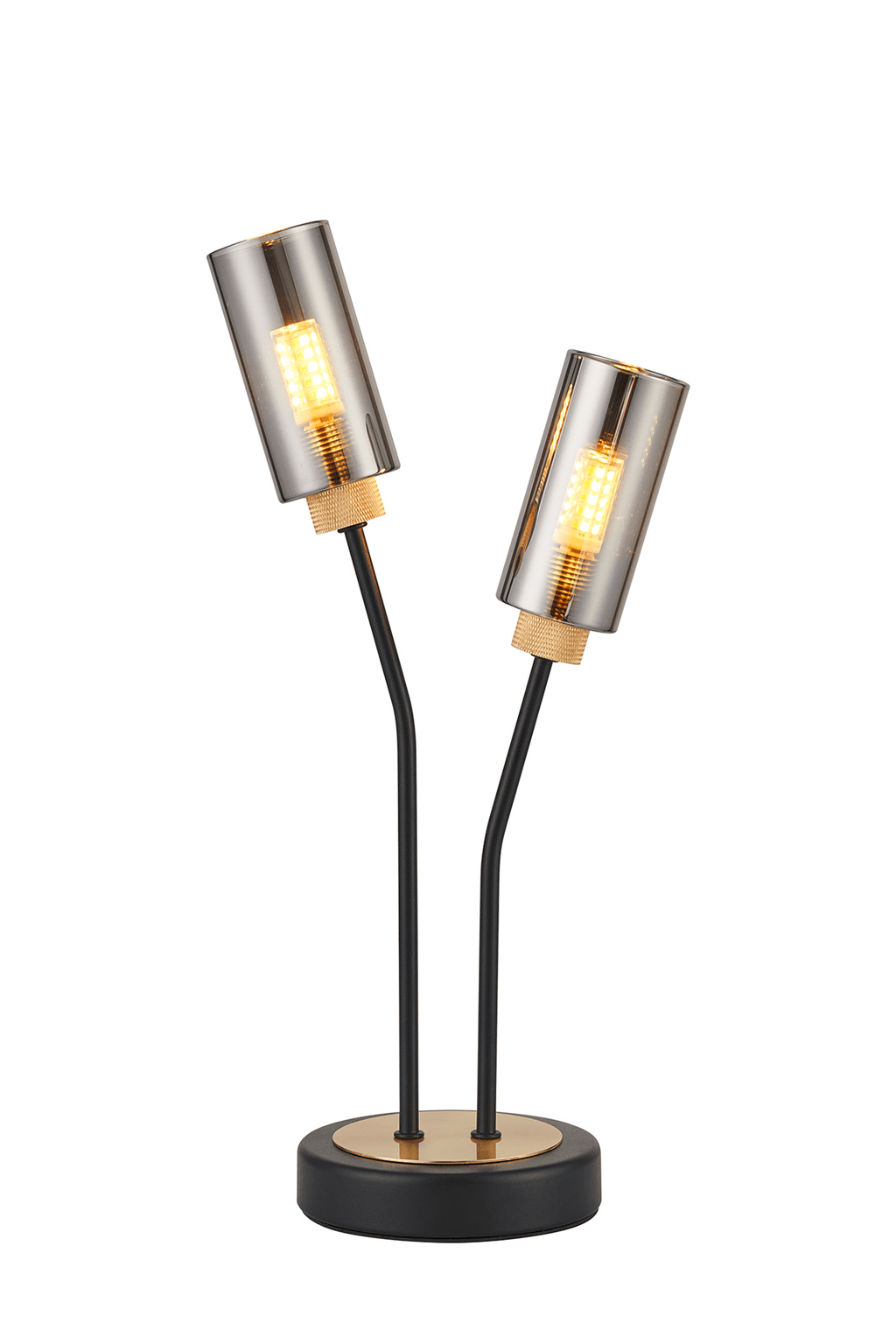 Luminosity Designs Ltd - Holly 2 Light Table Lamp With Smoked Tubular Glass Shades - Luminosity Designs Ltd