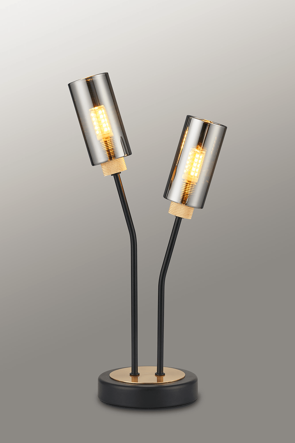 Luminosity Designs Ltd - Holly 2 Light Table Lamp With Smoked Tubular Glass Shades - Luminosity Designs Ltd