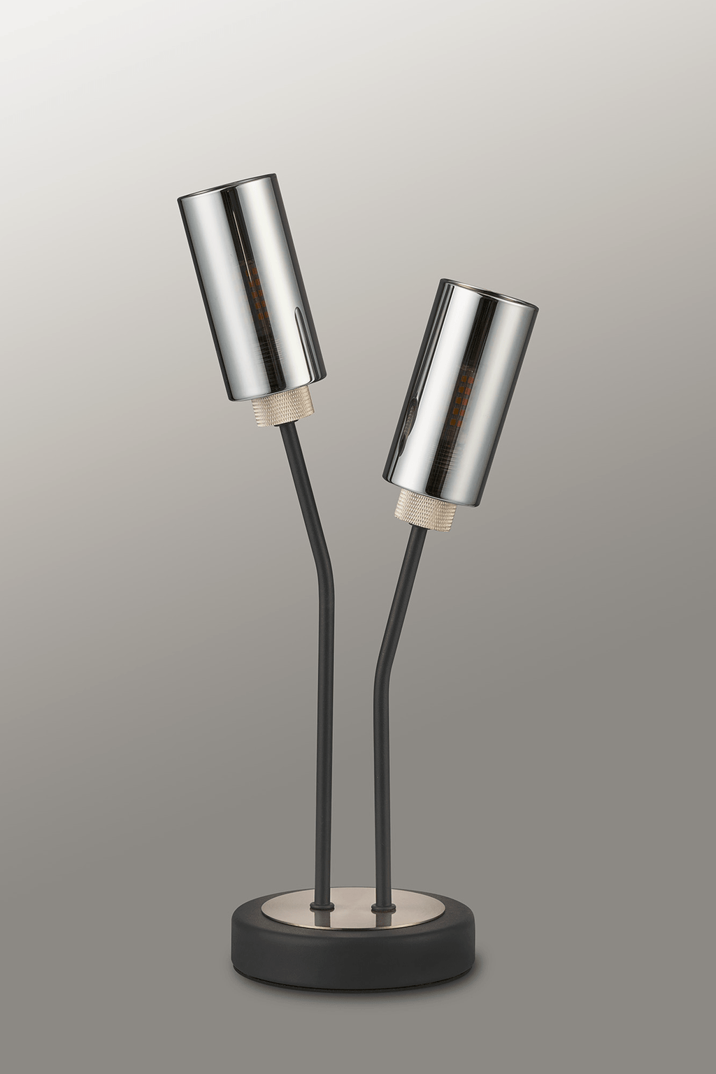 Luminosity Designs Ltd - Holly 2 Light Table Lamp With Smoked Tubular Glass Shades - Luminosity Designs Ltd