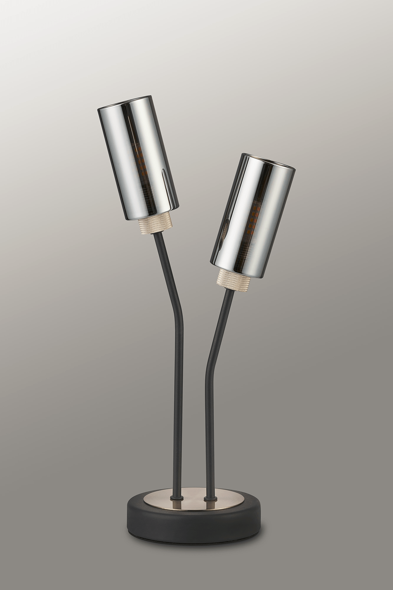 Luminosity Designs Ltd - Holly 2 Light Table Lamp With Smoked Tubular Glass Shades - Luminosity Designs Ltd