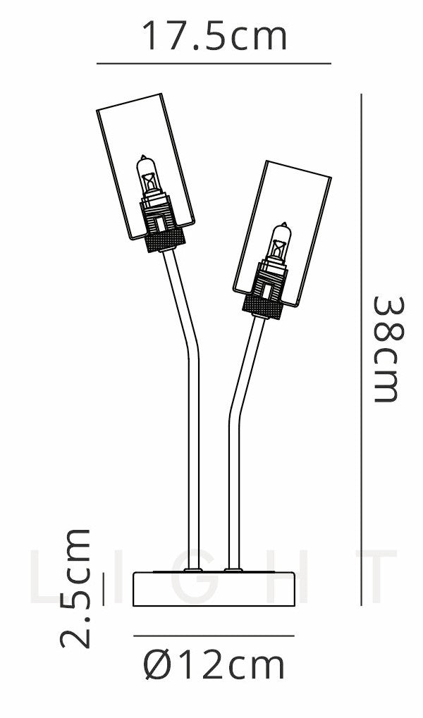 Luminosity Designs Ltd - Holly 2 Light Table Lamp With Smoked Tubular Glass Shades - Luminosity Designs Ltd