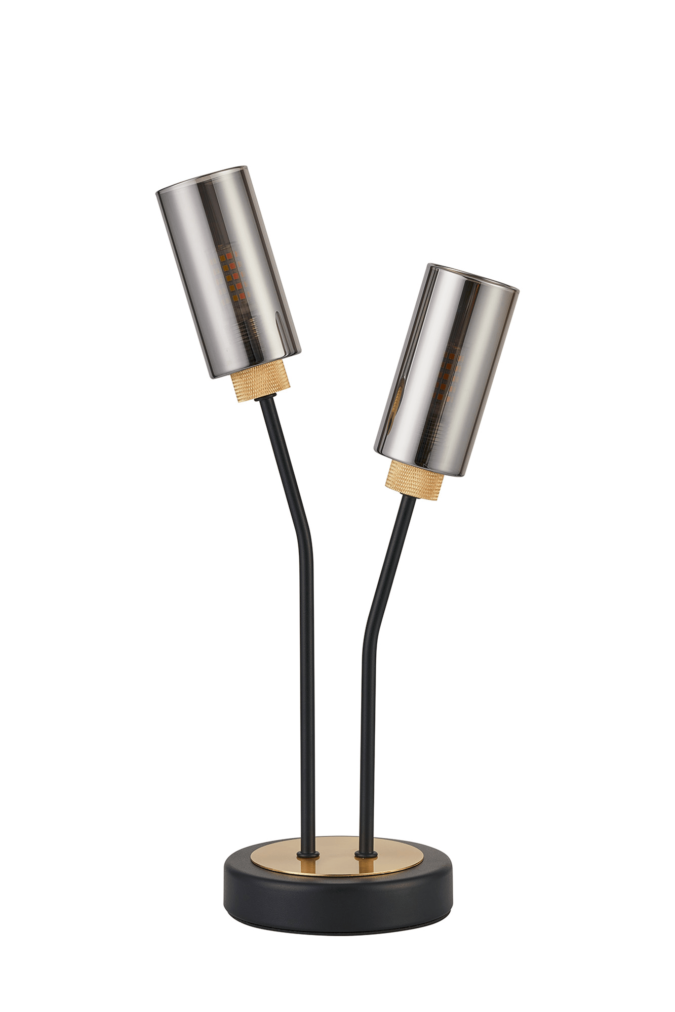 Luminosity Designs Ltd - Holly 2 Light Table Lamp With Smoked Tubular Glass Shades - Luminosity Designs Ltd
