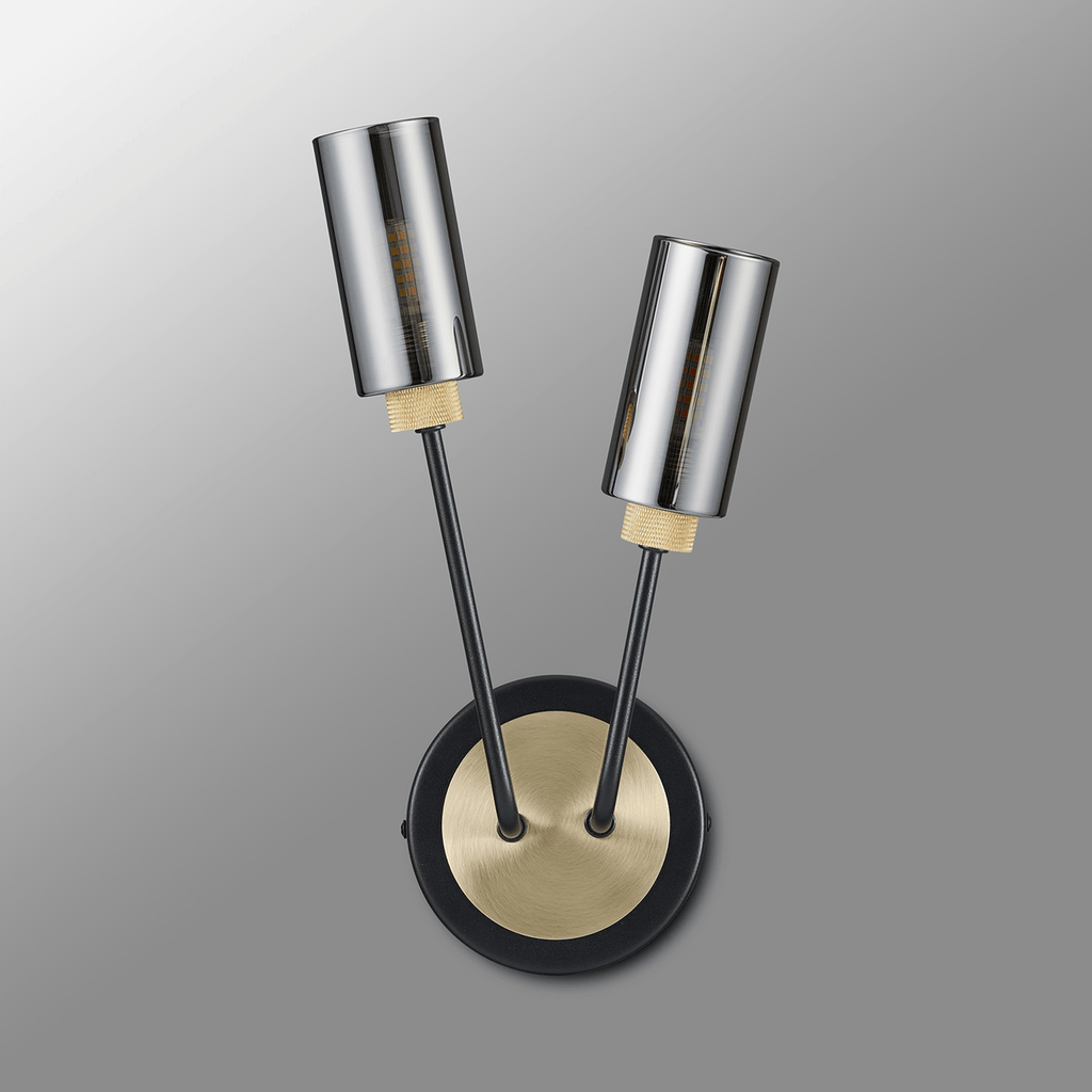 Luminosity Designs Ltd - Holly 2 Light Wall Fitting With Smoked Tubular Glass Shades - Luminosity Designs Ltd