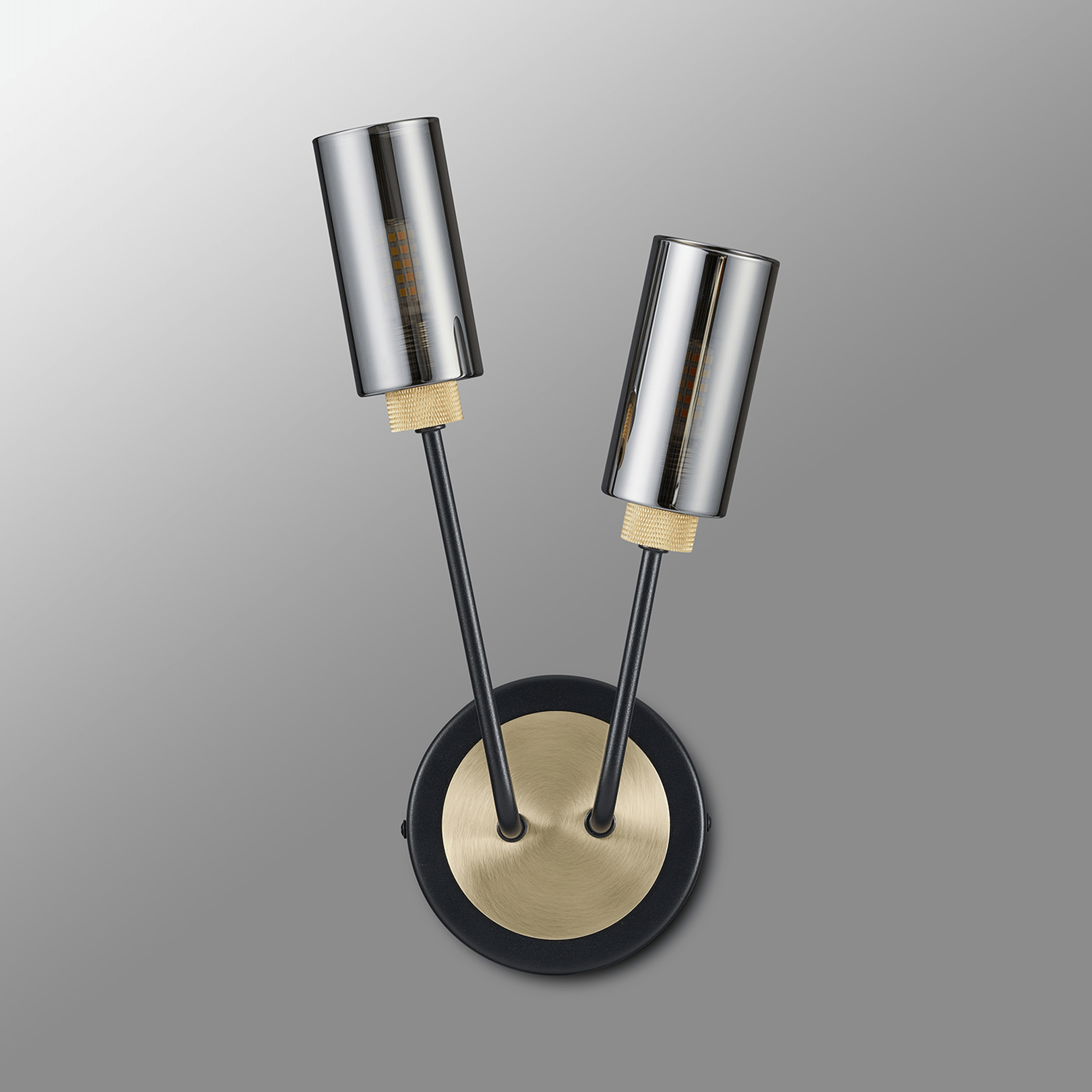 Luminosity Designs Ltd - Holly 2 Light Wall Fitting With Smoked Tubular Glass Shades - Luminosity Designs Ltd