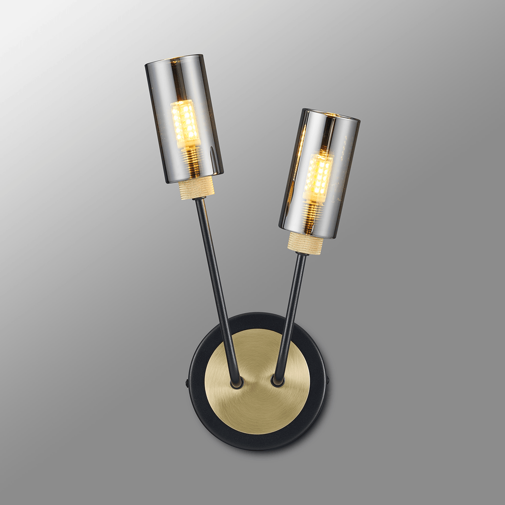 Luminosity Designs Ltd - Holly 2 Light Wall Fitting With Smoked Tubular Glass Shades - Luminosity Designs Ltd