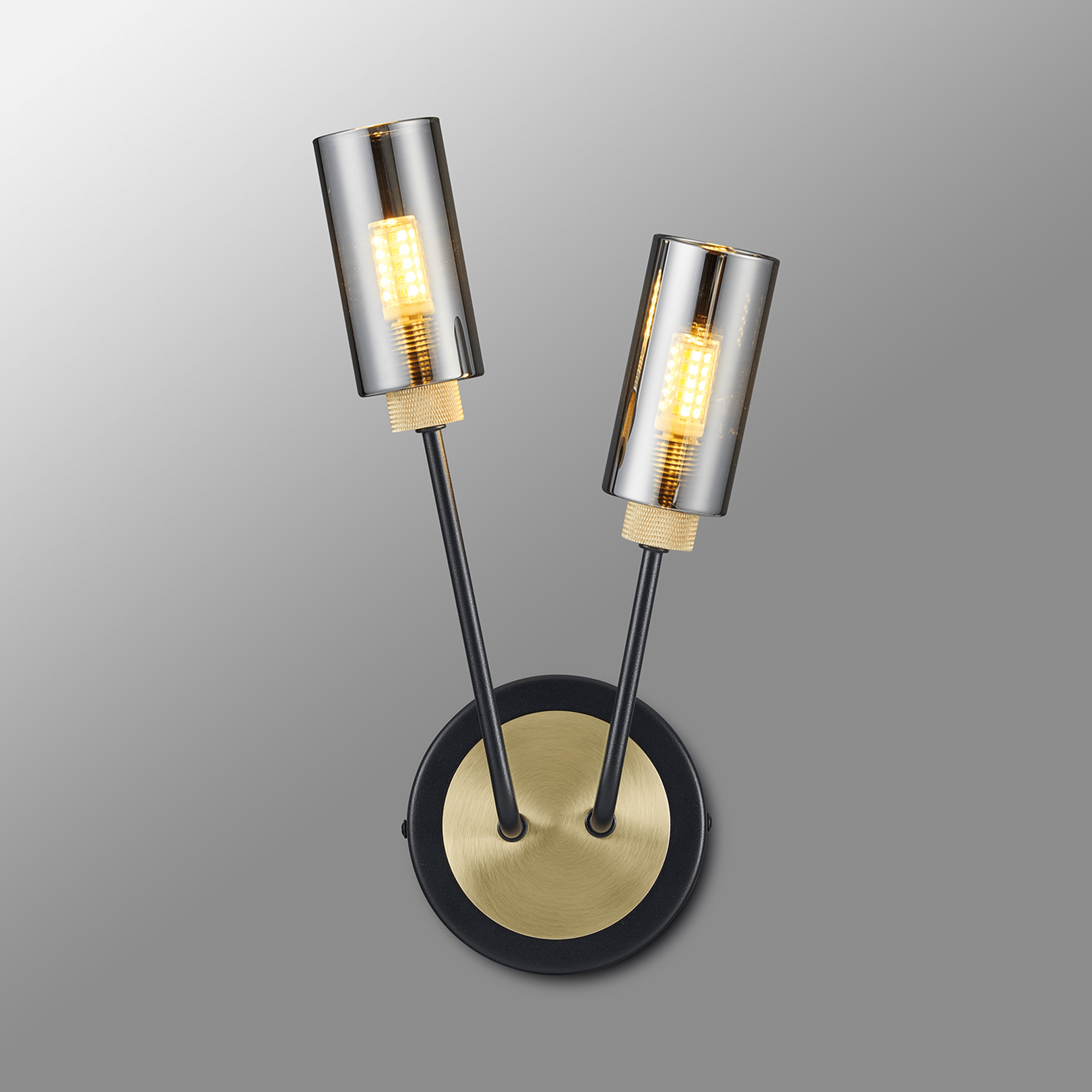 Luminosity Designs Ltd - Holly 2 Light Wall Fitting With Smoked Tubular Glass Shades - Luminosity Designs Ltd