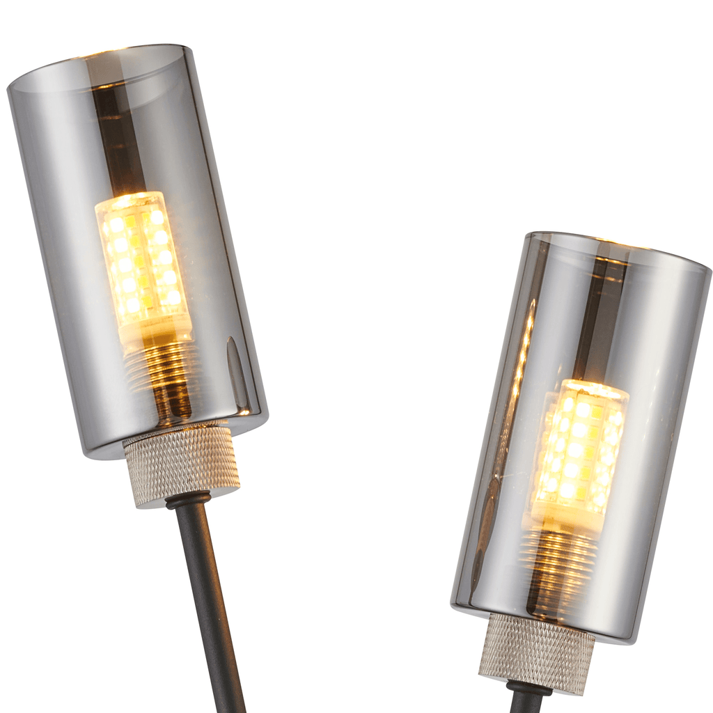 Luminosity Designs Ltd - Holly 2 Light Wall Fitting With Smoked Tubular Glass Shades - Luminosity Designs Ltd