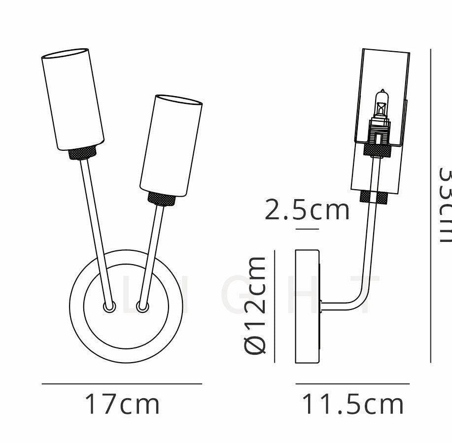 Luminosity Designs Ltd - Holly 2 Light Wall Fitting With Smoked Tubular Glass Shades - Luminosity Designs Ltd