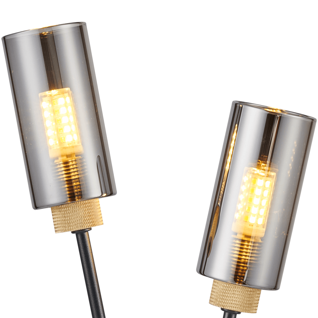 Luminosity Designs Ltd - Holly 2 Light Wall Fitting With Smoked Tubular Glass Shades - Luminosity Designs Ltd