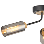 Luminosity Designs Ltd - Holly Flush 3 Light Ceiling Fitting With Smoked Tubular Glass Shades - Luminosity Designs Ltd