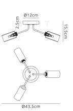 Luminosity Designs Ltd - Holly Flush 3 Light Ceiling Fitting With Smoked Tubular Glass Shades - Luminosity Designs Ltd