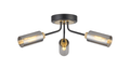 Luminosity Designs Ltd - Holly Flush 3 Light Ceiling Fitting With Smoked Tubular Glass Shades - Luminosity Designs Ltd