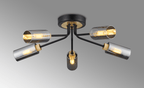 Luminosity Designs Ltd - Holly Flush 5 Light Ceiling Fitting With Smoked Tubular Glass Shades - Luminosity Designs Ltd