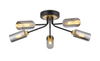 Luminosity Designs Ltd - Holly Flush 5 Light Ceiling Fitting With Smoked Tubular Glass Shades - Luminosity Designs Ltd
