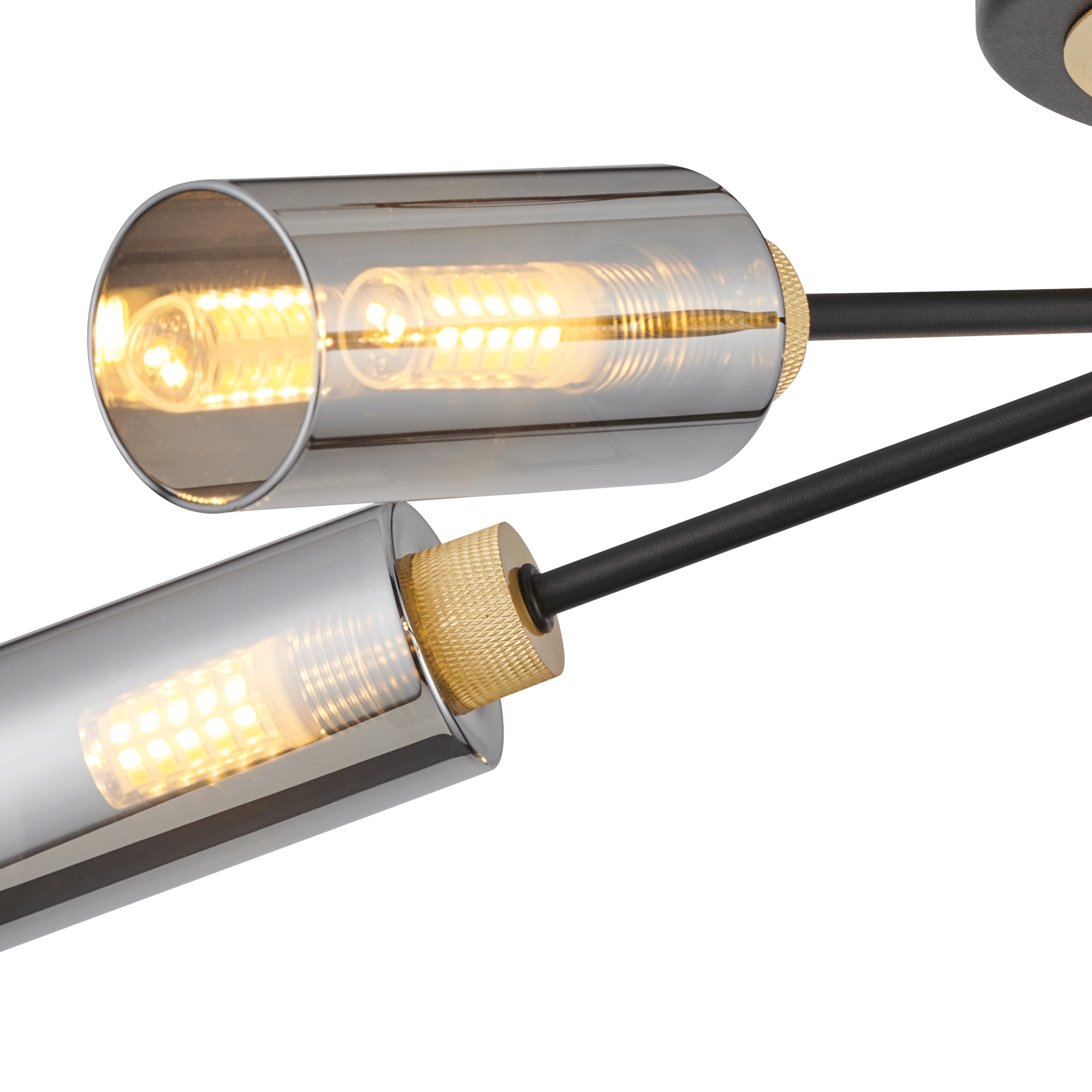 Luminosity Designs Ltd - Holly Flush 5 Light Ceiling Fitting With Smoked Tubular Glass Shades - Luminosity Designs Ltd